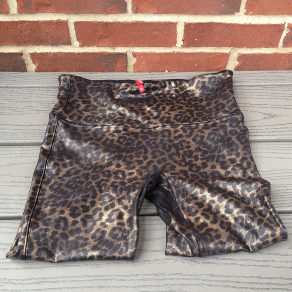 spanx leopard leather leggings